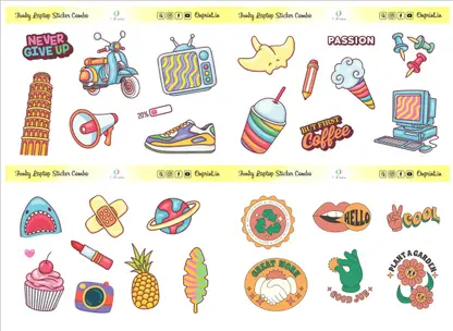ONPRINT 5 cm Funky Stickers Pack Non-Duplicate, Premium Quality & Unique Collection Self Adhesive Sticker  (Pack of 60) - Image 3