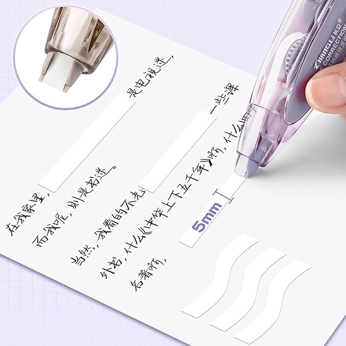HEJISUN Correction Tape – 6 Meter X 5 MM for Journal, Correction Pen, Smooth & Clean White Tape Roller for Quick & Easy Paper Correction, Office & School Stationery Supplies (Multicolor) (Pack of 1) - Image 3