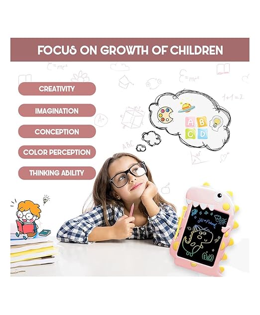 Toy Imagine LCD Writing Tablet for Kids Electronic Magic Slate Drawing Doodle Rough Digital Pad with Pen Graphic Tab Smart Notepad (Dinosaur) - Image 2