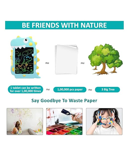 Toy Imagine LCD Writing Tablet for Kids Electronic Magic Slate Drawing Doodle Rough Digital Pad with Pen Graphic Tab Smart Notepad (Dinosaur) - Image 4