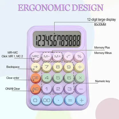 Gitesh 58210 Electronic Calculator,12 Digits Large LCD Display Small Desktop Calculator Basic Calculator  (12 Digit) - Image 2