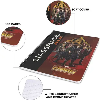 Classmate Pulse A4 Notebook Single Line 180 Pages  (Multicolor) - Image 3