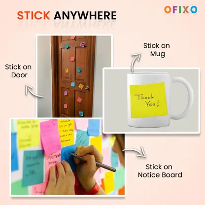 OFIXO Sticky Notes 400 Sheets Regular, 5 Colors  (Multicolor) - Image 3