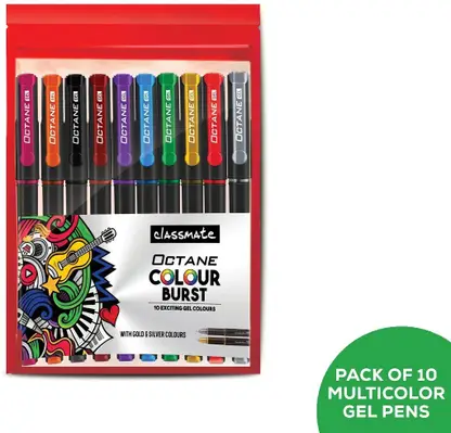 Classmate OCTANE COLOUR BURST GEL PEN | 10 MULTI COLOUR | Gel Pen  (Pack of 10) - Image 3