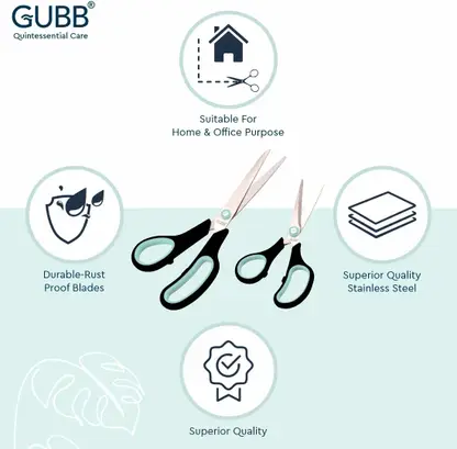 GUBB All Purpose Scissor Set For Hair Cut, Craft & Tailoring Professional Scissors  (Set of 2, Blue) - Image 3