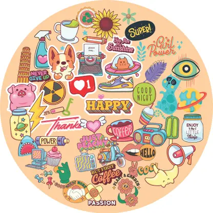 ONPRINT 5 cm Funky Stickers Pack Non-Duplicate, Premium Quality & Unique Collection Self Adhesive Sticker  (Pack of 60)