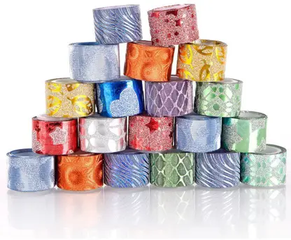 Crafto Glitter Tape Small For Designed Art & Craft (Set of 100)