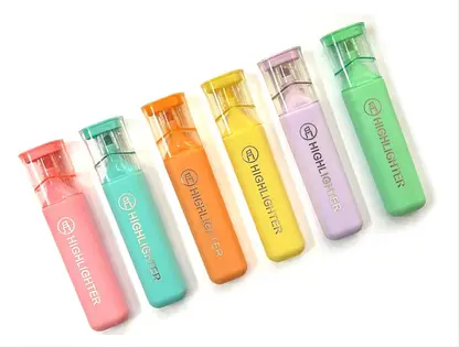 Definite Mini Pocket Smiley Emoji Highlighters for Kids (Pack of 6)  (Set of 6, Orange, Light Blue, Pink, Green, Yellow, Purple)